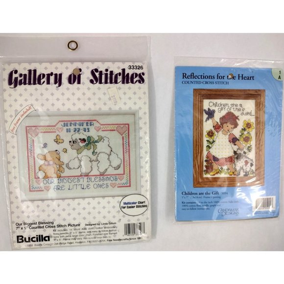 2 counted cross stitch kits - Children are the Gift - Our Blessings Little Ones - Picture 1 of 5